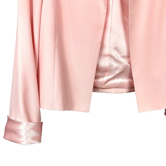 Pastel Pink Satin Trim Blazer Jacket - Size 16P Draper’s & Damon’s Petites - Picture 4 of 8